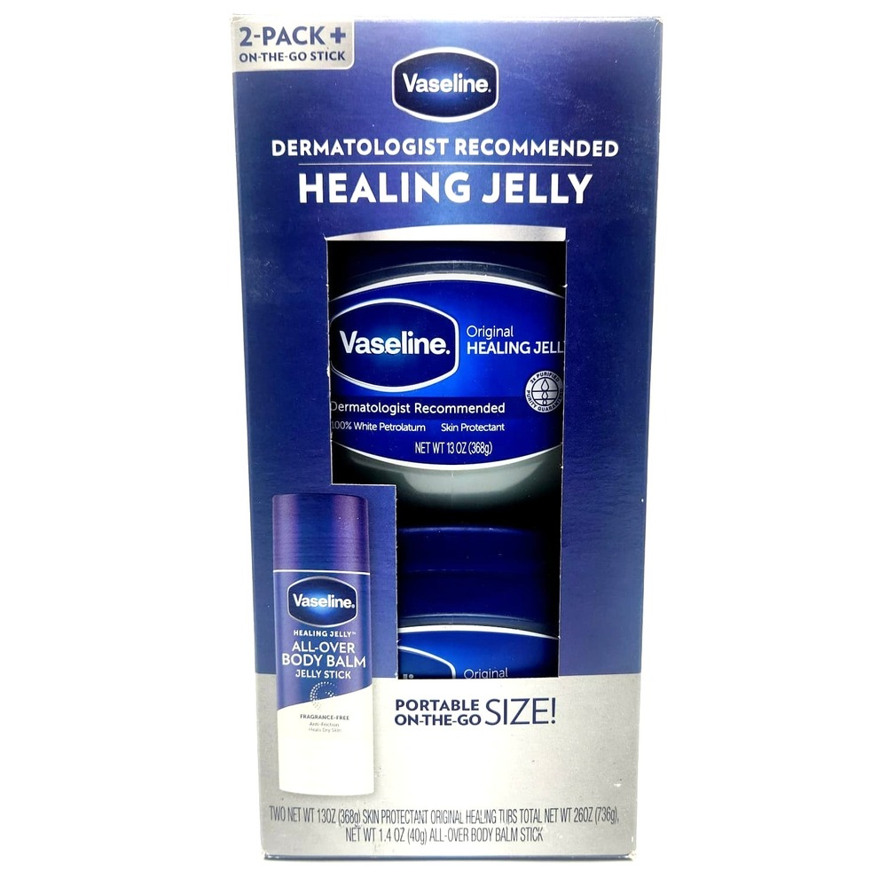 Vaseline Original‎ Healing Jelly 2 Pack 26oz + Balm Stick 1.4oz Skin Care Set